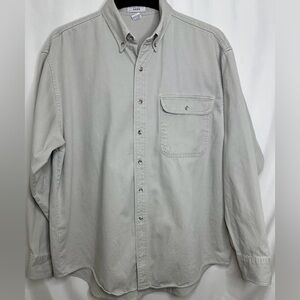 Men’s Crystal Springs Tan Long Sleeve Very Thick Button Down Shirt Size Large